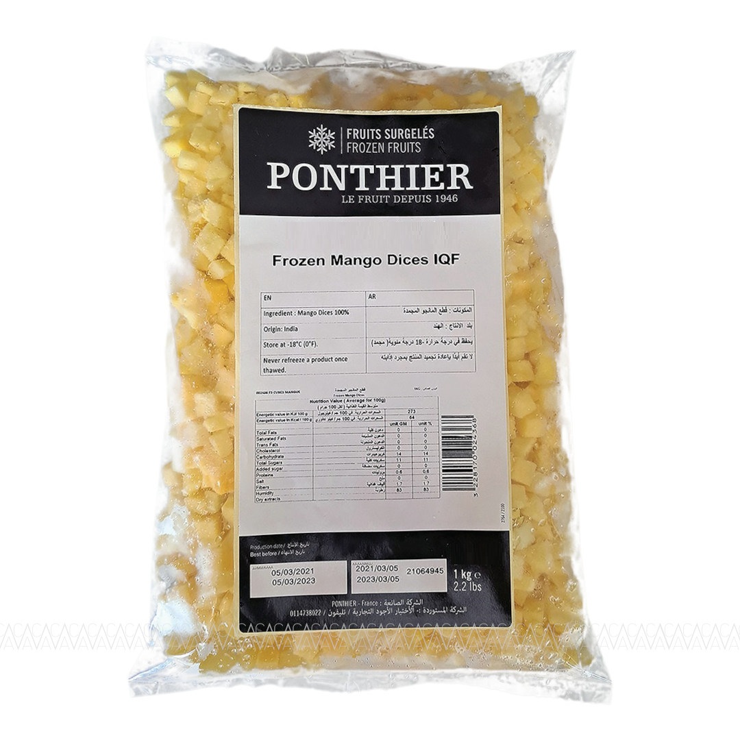 Ponthier Frozen Fruits Mango (Μάνγκο σε κύβους) 1kg