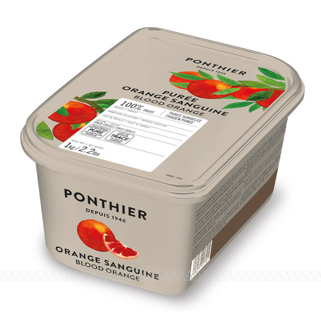 Ponthier Κατεψυγμένος Πουρές Blood Orange 100% (Σαγκουίνι) 1kg Χωρίς Ζάχαρη