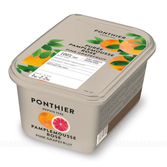 Ponthier Κατεψυγμένος Πουρές Pink Grapefruit 100% (Ροζ Γκρέιπφρουτ) 1kg Χωρίς Ζάχαρη