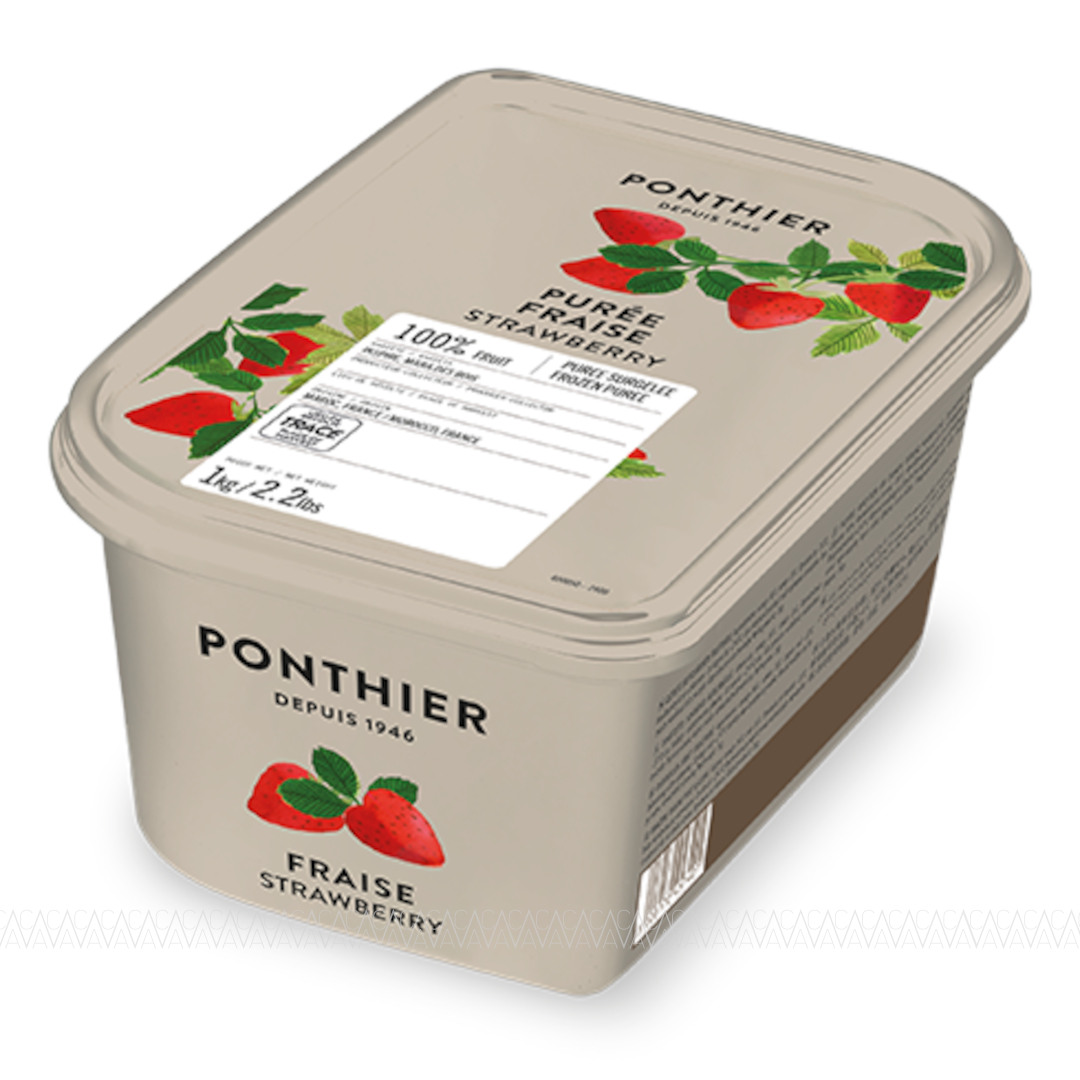 Ponthier Κατεψυγμένος Πουρές Strawberry 100% (Φράουλα) 1kg Χωρίς Ζάχαρη