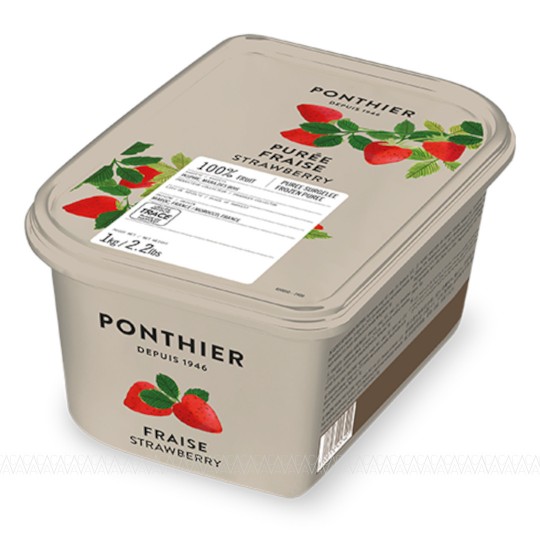 Ponthier Κατεψυγμένος Πουρές Strawberry 100% (Φράουλα) 1kg Χωρίς Ζάχαρη