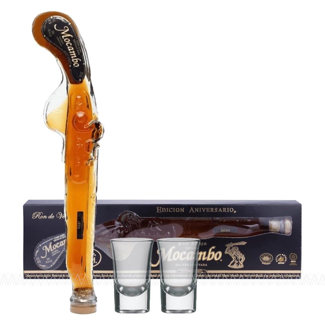 Mocambo 10 Years Old Solera Rum 200ml Σε Γυάλινο Πιστόλι + 2 Σφηνοπότηρα