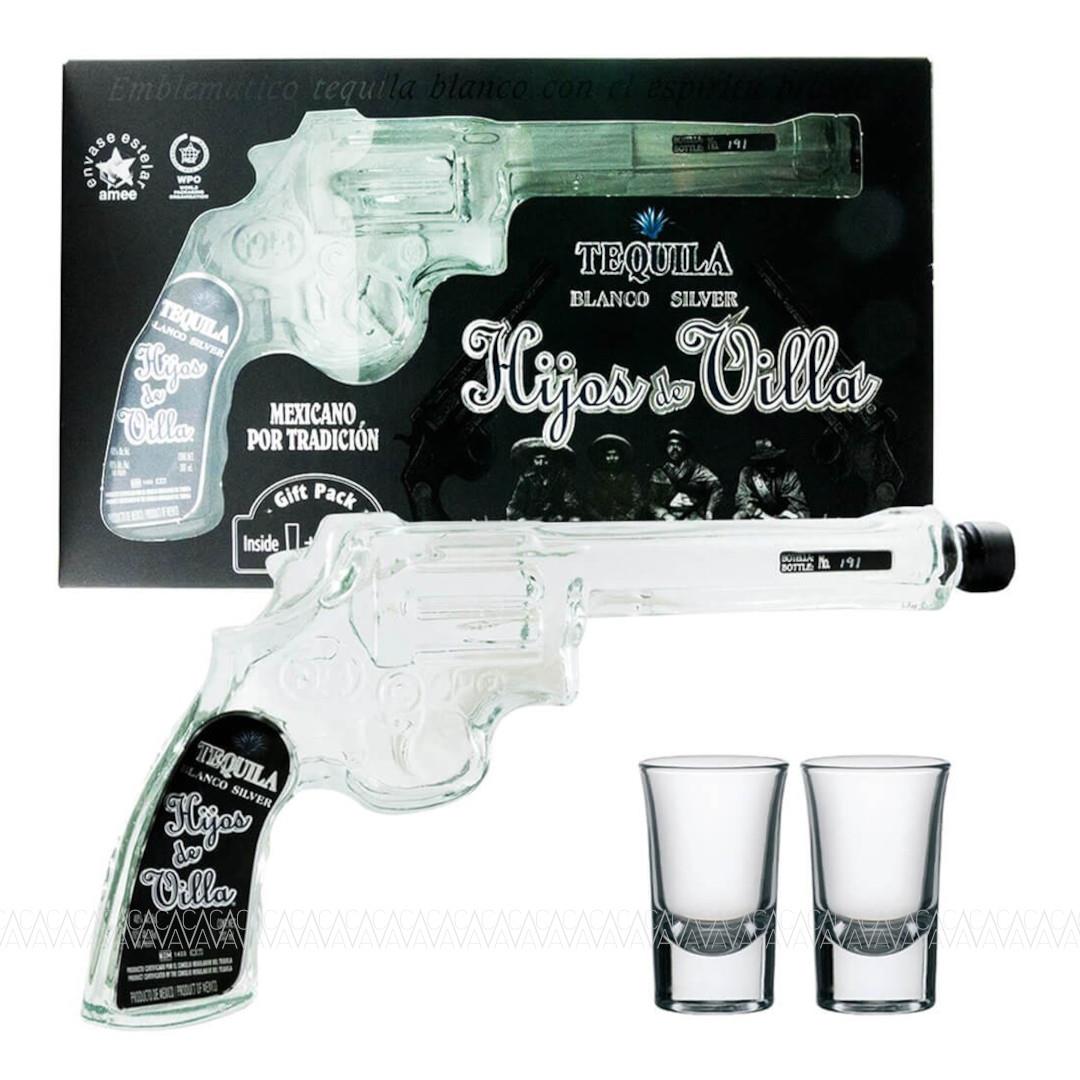 Hijos de Villa Blanco Tequila 200ml Σε Γυάλινο πιστόλι + 2 Σφηνοπότηρα