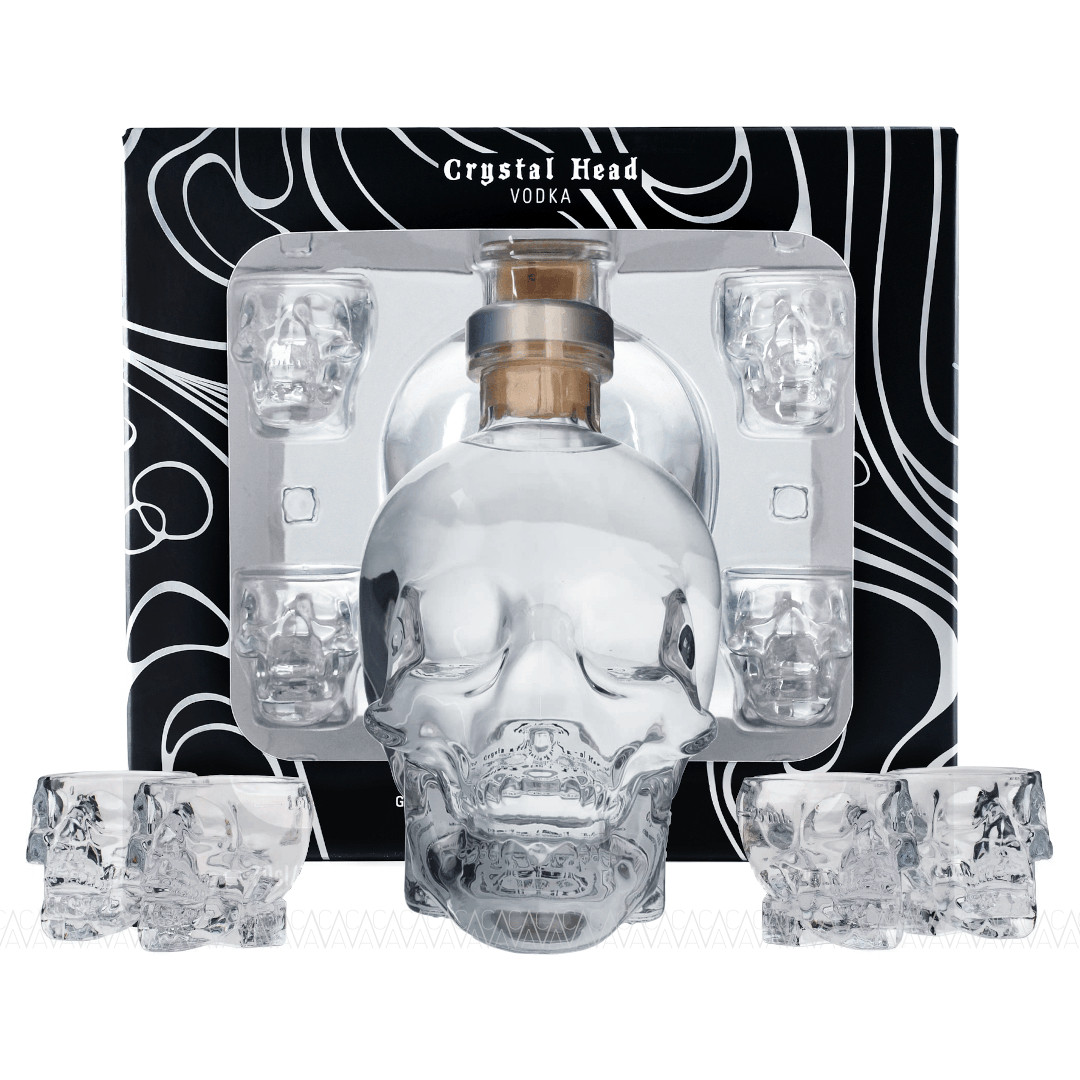 Crystal Head Vodka 700ml + 4 Shot Glasses