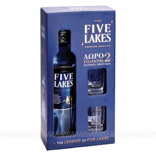 Five Lakes Vodka 700ml + 2 Σφηνοπότηρα Five Lakes Vodka 700ml + 2 Σφηνοπότηρα