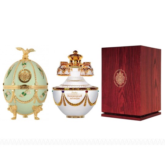 Ladoga Imperial Collection Super Premium Vodka 700ml in Light Green With Lilyard Faberge Egg