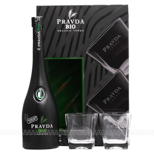Pravda Bio Organic Vodka 700ml + 2 Ποτήρια