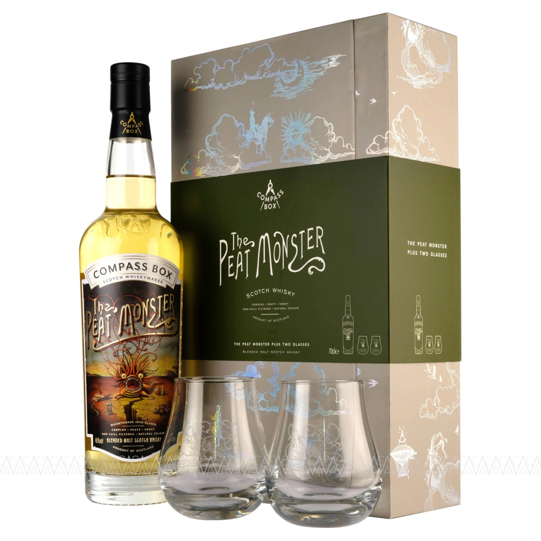 Compass Box Peat Monster Blended Malt Scotch Whisky 700ml + 2 Ποτήρια