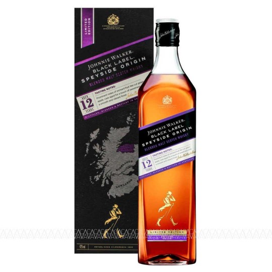 Johnnie Walker Black Label Speyside Origin 12 YO Blended Malt Scotch Whisky Limited Edition 1 Λίτρο