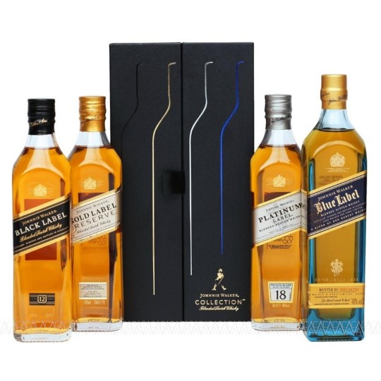 Johnnie Walker Collection Set (Black, Gold, Platinum, Blue Label) Blended Scotch Whisky 4x200ml 