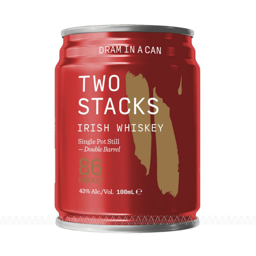 Two Stacks Double Barrel Single Pot Still Irish Whiskey Dram In A Can 100ml
