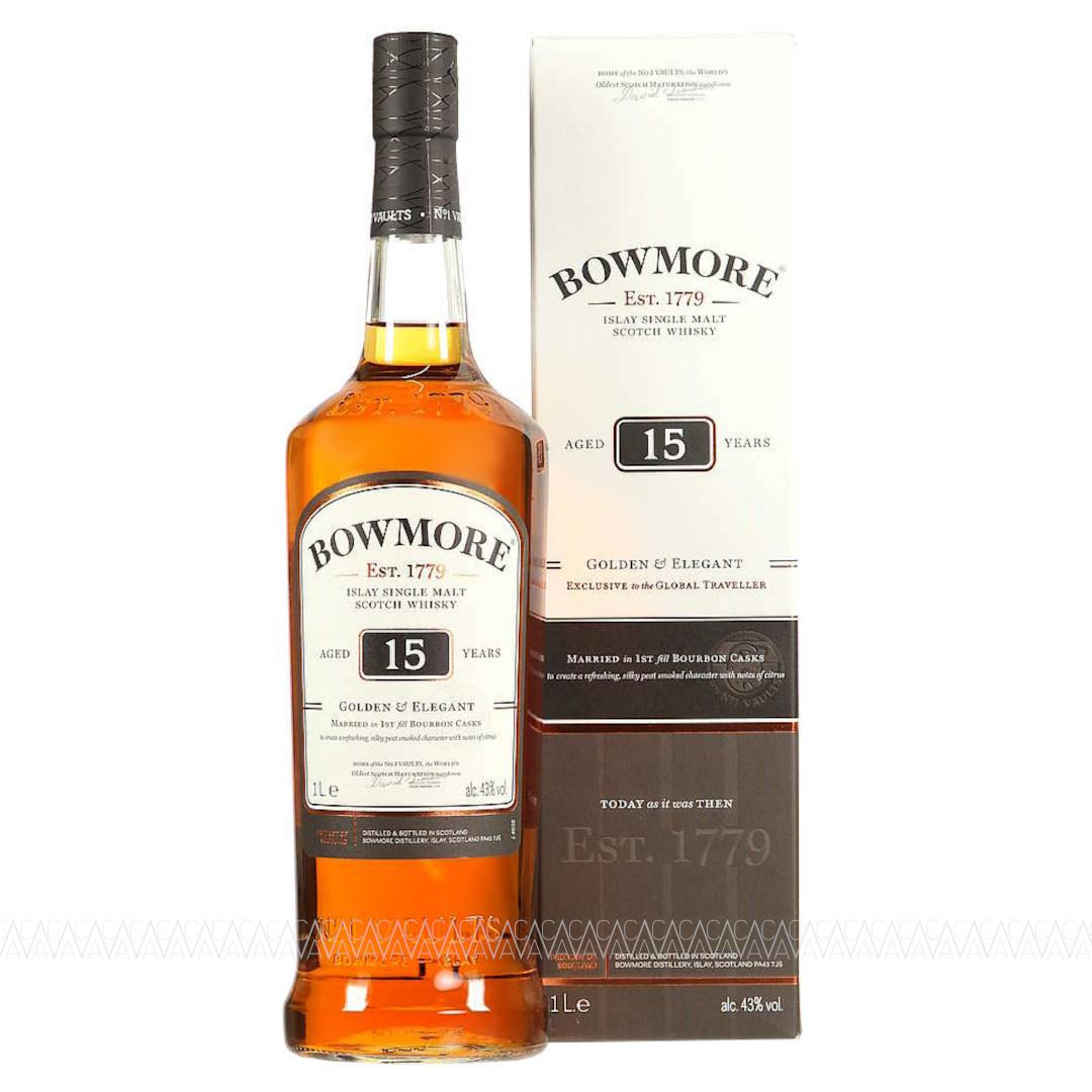 Bowmore Golden & Elegant 15 Years Old Peated Single Malt Scotch Whisky 1 Λίτρο