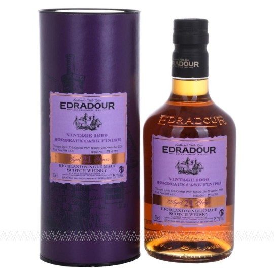 Edradour 21 Years Old Vintage 1999 Bordeaux Cask Finish Single Malt Scotch Whisky 55,7% alc. 700ml