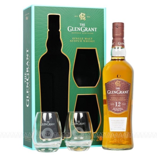 Glen Grant 12 Years Old Single Malt Scotch Whisky 43% alc. 700ml + 2 Ποτήρια