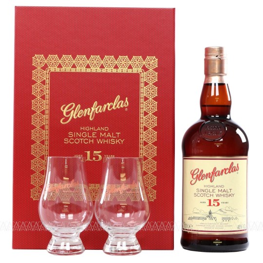 Glenfarclas 15 Years Old Single Malt Scotch Whisky 700ml + 2 Glencairn Ποτήρια