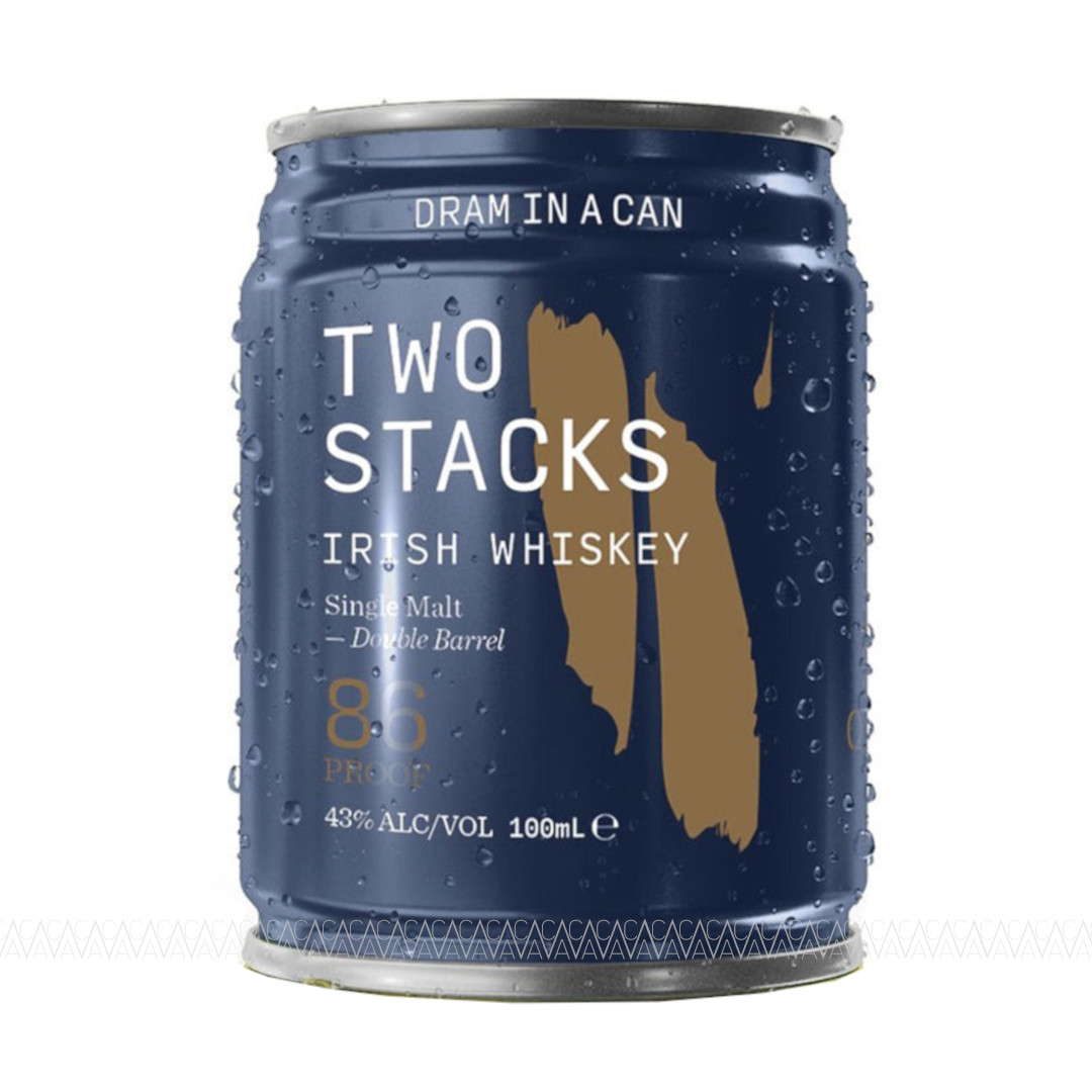 Two Stacks Double Barrel Single Malt Irish Whiskey Dram In A Can 100ml