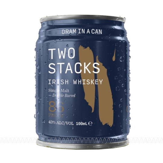 Two Stacks Double Barrel Single Malt Irish Whiskey Dram In A Can 100ml