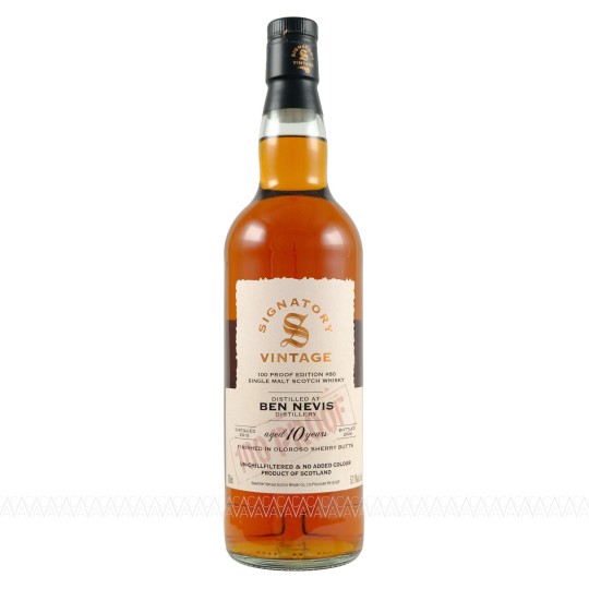 Signatory Vintage Ben Nevis 10 YO Oloroso Sherry Butts Finish 100 Proof Edition #80 Whisky 57,1% 700ml Signatory Vintage Ben Nevis 10 YO Oloroso Sherry Butts Finish 100 Proof Edition #80 Whisky 57,1% 700ml